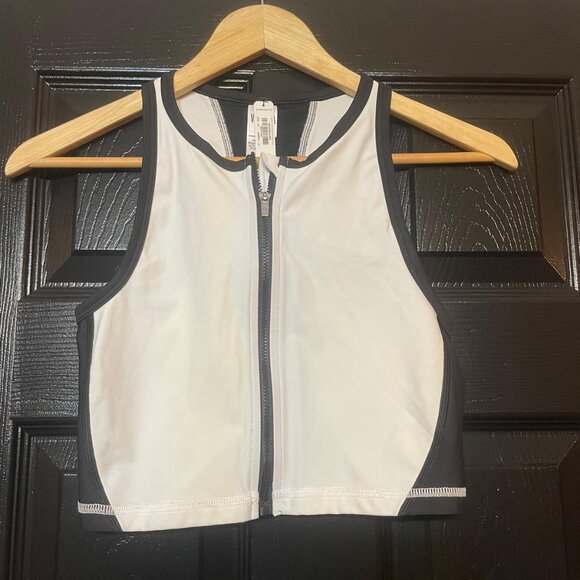 White and Gray Athletic Crop Top - Picture 2 of 6